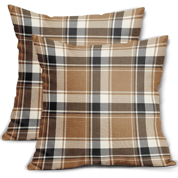 Buffalo Brown Plaid Pillow Covers 16x16 Inch  Cases Set of 2