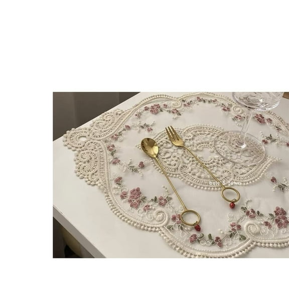 Cotton lace Decorations,Lace doilies,Placemats,Vase mat,Tea Coaster Fabric,Coasters for Drinks,Multifunctional doilies (Off-white, 18 x 13 Inches)2pc