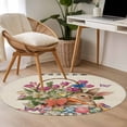 thumbnail image 4 of Easter Round Area Rug 3Ft Washable Small Circle Rugs for Kitchen Entryway, Vintage Spring Bunny Eggs Flowers Butterfly Plaid Non-Slip Carpet Floor Mats Indoor Outdoor Carpet Runner Home Decor, 4 of 8