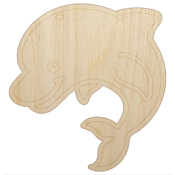 Debonair Jumping Dolphin Wood Shape Unfinished Piece Cutout Craft DIY Projects - 4.70 Inch Size - 1/8 Inch Thick