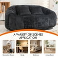 thumbnail image 7 of 59''W Chenille Loveseat Sofa Small Couch Oversized Bean Bag Chair, Modern Lounge Loveseat Sofa with 2 Pillows,Bean Bag Couch Floor Lazy Sofa for Living Room Bedroom Apartment (Black), 7 of 7