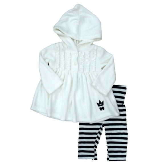 First Impressions Infant Girl White Velour Hoodie Shirt Leggings 2 Piece 0-3m