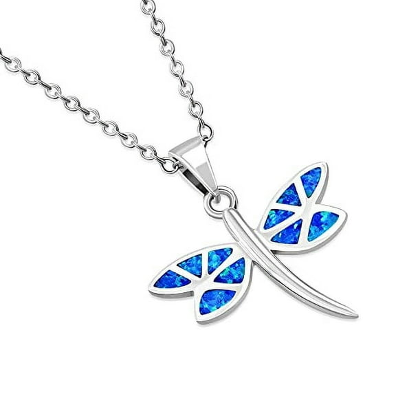 My Daily Styles - Butterfly Necklaces for Women - Gorgeous Opal Stone Encrusted In the Butterfly Pendant - 925 Sterling Silver Cute Necklace Charm with Chain – Alluring Blue Animal Themed Necklace