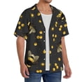 thumbnail image 4 of KLL Bumblebee Print Men's Shirt Short Sleeve Button Down Summer Cuba Beach Shirts- Medium, 4 of 7