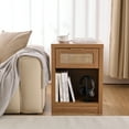 thumbnail image 5 of ARKANTOS Rattan Nightstand with Charging Station Set of 2 Bedside Table with Drawers Natural Oak, 5 of 10
