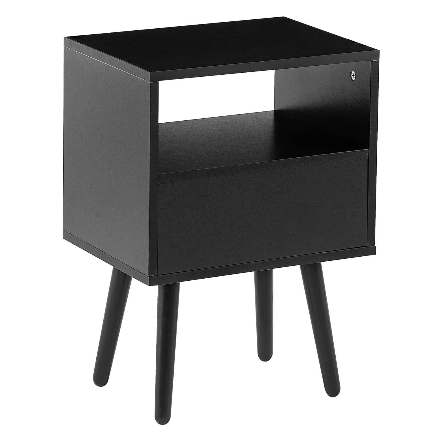 Kadyn 15.75" Rattan End Table, Modern Nightstand with Drawer And Solid Wood Legs, Wood Bedside Table for Living Roon, Bedroom, Black Kadyn 15.75" Rattan End Table, Modern Nightstand with Drawer And Solid Wood Legs, Wood Bedside Table for Living Roon, Bedroom, Black