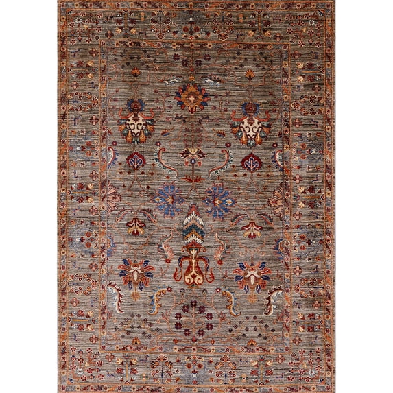 Ahgly Company Machine Washable Indoor Rectangle Industrial Modern Red Brown Area Rugs, 6' x 9'