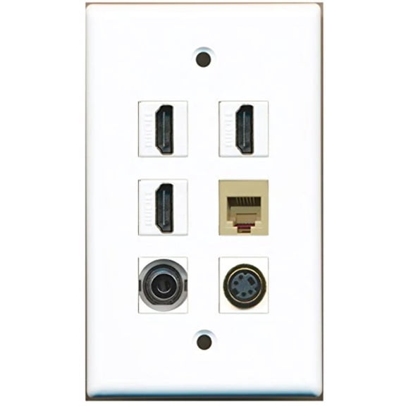 RiteAV - 3 HDMI 1 Port Phone RJ11 RJ12 Beige 1 Port S-Video 1 Port 3.5mm Wall Plate