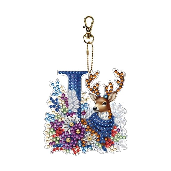 FLOPESN DIY Diamond Art Acrylic Keychain – Christmas Letter A Double-Sided Design, Creative Handmade Holiday Craft Gift, Perfect Personalized Accessory for Bags & Keys