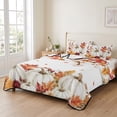 thumbnail image 3 of 3 Pieces Queen Quilt Set,Fall Thanksgiving Pumpkin Soft Bedding Sets with 1 Quilt & 2 Pillow Shams,Pastoral Orange Maple Leaves Summer Bedspread Lightweight Coverlet Comforter for All Season, 3 of 9