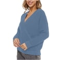thumbnail image 5 of GigrtiJin Womens Casual V Neck Long Sleeve Sweaters Fashion Color Block Comfy Pullover Loose Sweater Tops, 5 of 6