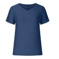 thumbnail image 5 of AherBiu Going out Tops for Women Ribbed V Neck Short Sleeve Slim Stretchy Comfy Shirts Blouse, 5 of 6