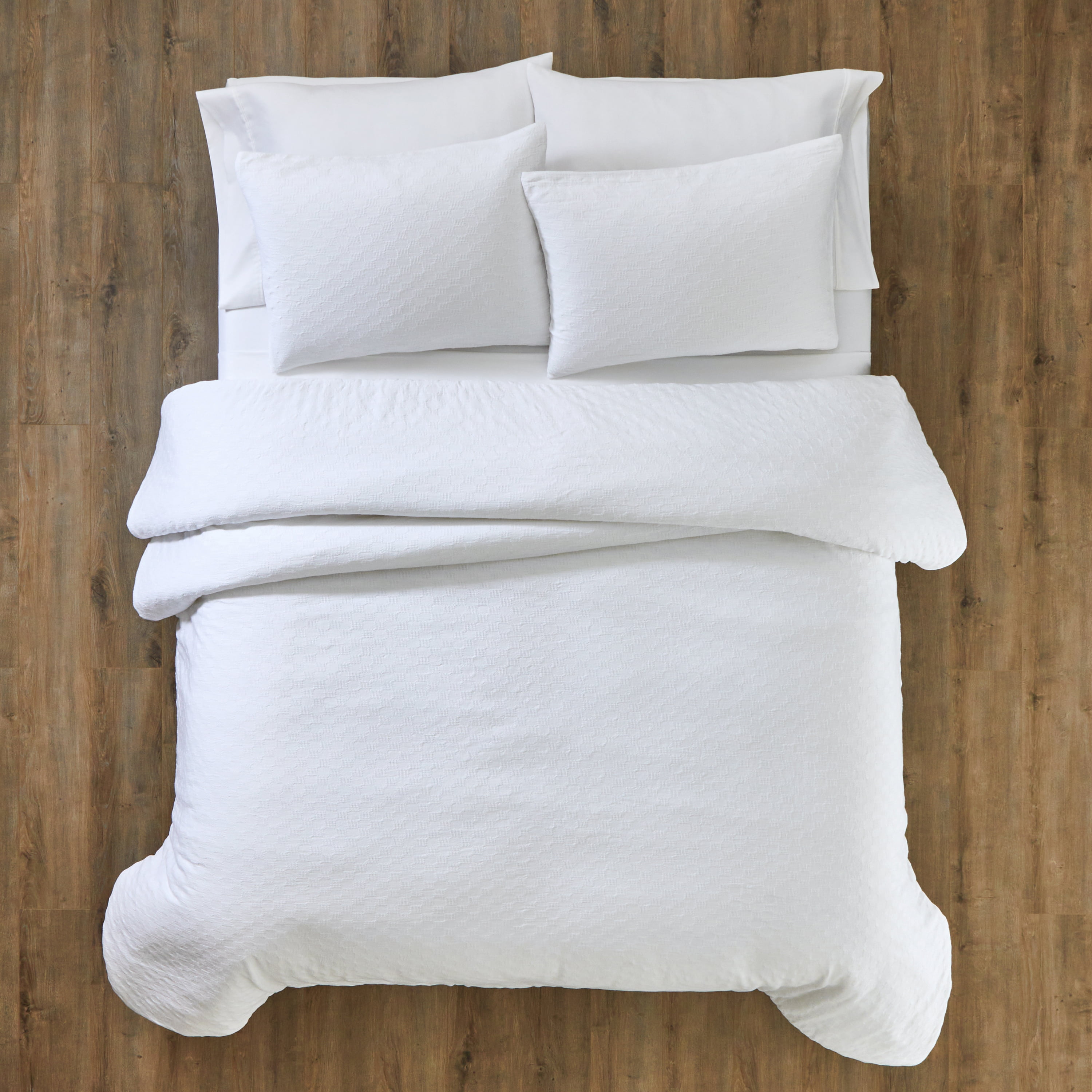Better Homes & Gardens King Comforter Set, All-Season, 3-Piece, Arctic White Block Weave