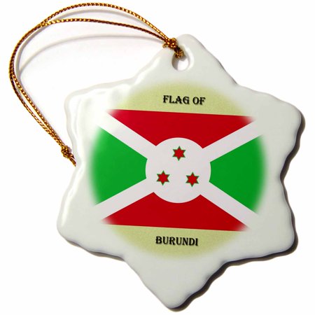 3dRose Flag of Burundi, Snowflake Ornament, Porcelain, 3-inch