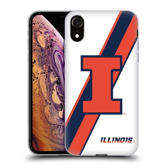 Head Case Designs Officially Licensed University Of Illinois U Of I University Of Illinois Stripes Soft Gel Case Compatible with Apple iPhone XR