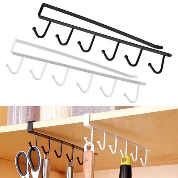 MTFun Cupboard Holder, Mug Hooks, Hook Coffee Cup Mug Holder Drilling Free Coffee Cups Holder Kitchen Belts Scarf Hanging Hooks Rack, For Flat Buttom Cabinet