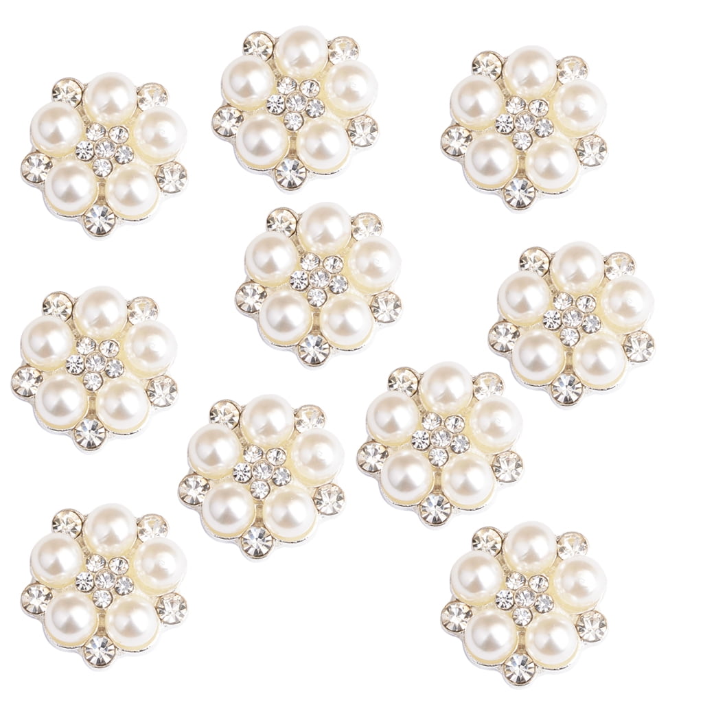 10pcs Rhinestone Pearl Embellishment Buttons Flatback Crafts for Wedding Bow 10pcs Rhinestone Pearl Embellishment Buttons Flatback Crafts for Wedding Bow