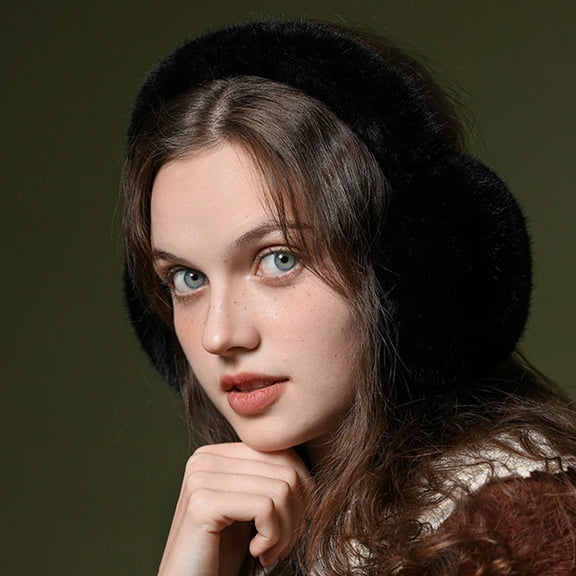 Naierhg Women Winter Earmuffs Faux Fur Thick Cozy Solid Color Elastic Lightweight Anti slip Foldable Ear Ear Cover Outdoor Ear Warmers for Winter Grey