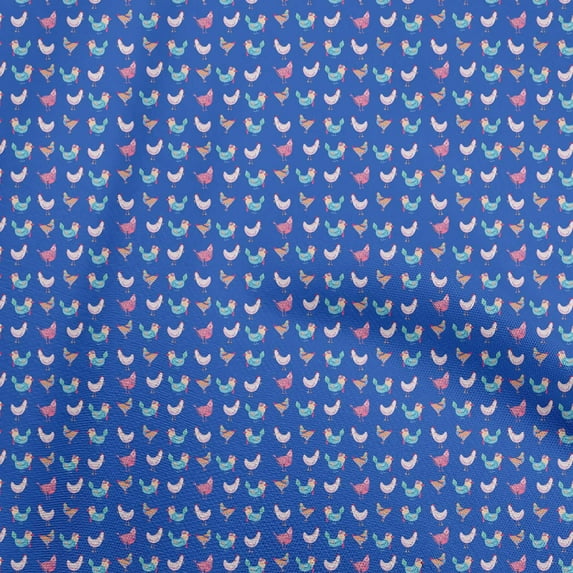 oneOone Silk Tabby Medium Blue Fabric Birds Rooster Sewing Craft Projects Fabric Prints By Yard 42 Inch Wide