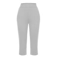 thumbnail image 4 of Capri Pants for Women Elastic Waist Yoga Pants Fashion Casual Solid Sweatpants Lounge Loose Comfy Cropped Pants with Pockets Ladies Tummy Control Pants, 4 of 7