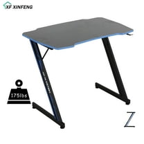 XF XINFENG 39" Z-Shaped Computer Desk, Ergonomic, Simple, Office/Home Table, PC Workstation Gaming Table with Mouse Pad & Headphone Hook, Blue