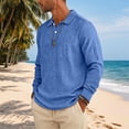 thumbnail image 6 of Havenx Men's Slub Cotton Linen Polo Shirts Long Sleeve Button Down Polo Collared Polos Refreshing Silky Soft Lightweight Summer Clothes,Royal Blue 2XL, 6 of 7