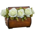 thumbnail image 3 of Zukuco Artificial Silk White Rose Flower Bouquet Wedding Party Home Decor, Pack of 10-White, 3 of 8