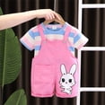 thumbnail image 2 of Gerichy Girls Summer Outfits, Toddler Girls Short Sleeve Valentine's Day Letter Embroider T Shirt Pullover Tops Skirts Outfits, 2 of 9