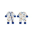 thumbnail image 2 of BemeyourBBs Newborn Baby Boy Baseball Outfit Romper Long Sleeve Round Neck Zip Up Full Length Jumpsuit, 2 of 9