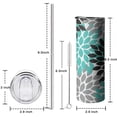 thumbnail image 5 of 20oz Black Turquoise and Gray Floral Pattern Skinny Tumblers Stainless Steel Tumbler with Lid and Straw,Vacuum Insulated Double Wall Travel Tumbler Cups with Cleaning Brush for Coffee,Tea, 5 of 6
