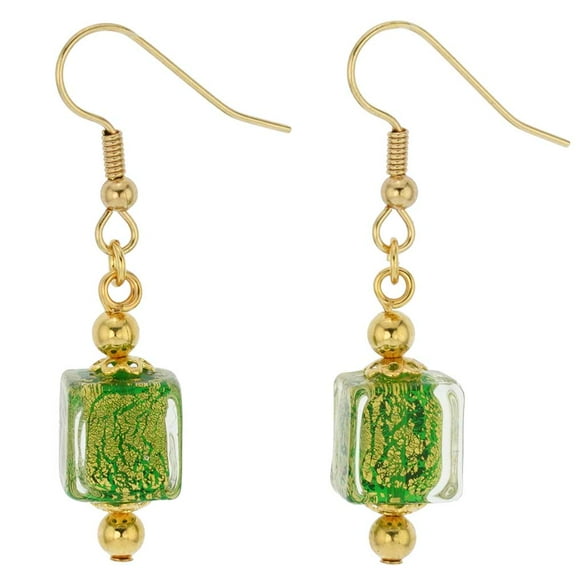 GlassOfVenice Murano Glass Antico Tesoro Cubes Earrings - Apple Green