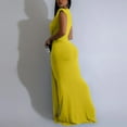 thumbnail image 4 of Umbreon Yellow Summer Dresses for Women Sleeve Less V Neck Wedding Guest Dress Solid Color Elegant Prom Maxi Dresses Formal Evening Gowns Beach Vacation Dresses, 4 of 6