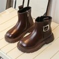 thumbnail image 4 of Viluyesy Boots for Girls Arch Support Soild Color Soft Sole Casual Fashion Ankle Length Girls Fall and Winter Shoes Brown US 10, 4 of 7