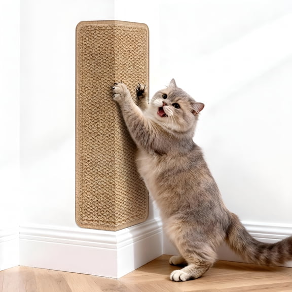 XIBUFE Corner Cat Scratcher,Cat Scratchers Wall Mounted with Faux Sisal&Carpet Pad,23.6X11.8 Inch Furniture Protector for Indoor Cats to Protect Couches&Walls