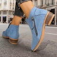 thumbnail image 3 of EKVAHL Women's Orthopedic Side Zipper Ankle Booties, Faux Suede Low Block Heel Boots, Pointed Toe Work Office Daily Walking Booties Blue, 3 of 5