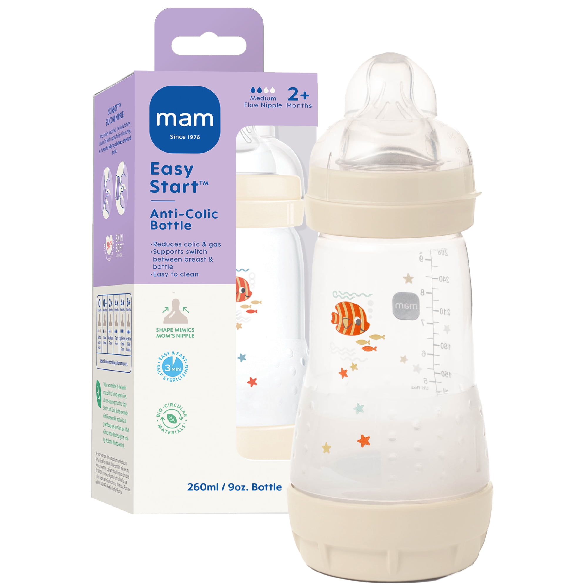 MAM Easy Start Anti-Colic Bottle, 9 oz, Girl, 1 pack - Walmart.com