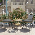 thumbnail image 2 of 3-Piece Outdoor Furniture Sectional Sofa Set,Patio PE Wicker Conversation Sets with Beige Cushions,Top Glass,Lounge Chair for Garden, Deck, Poolside, 2 of 7