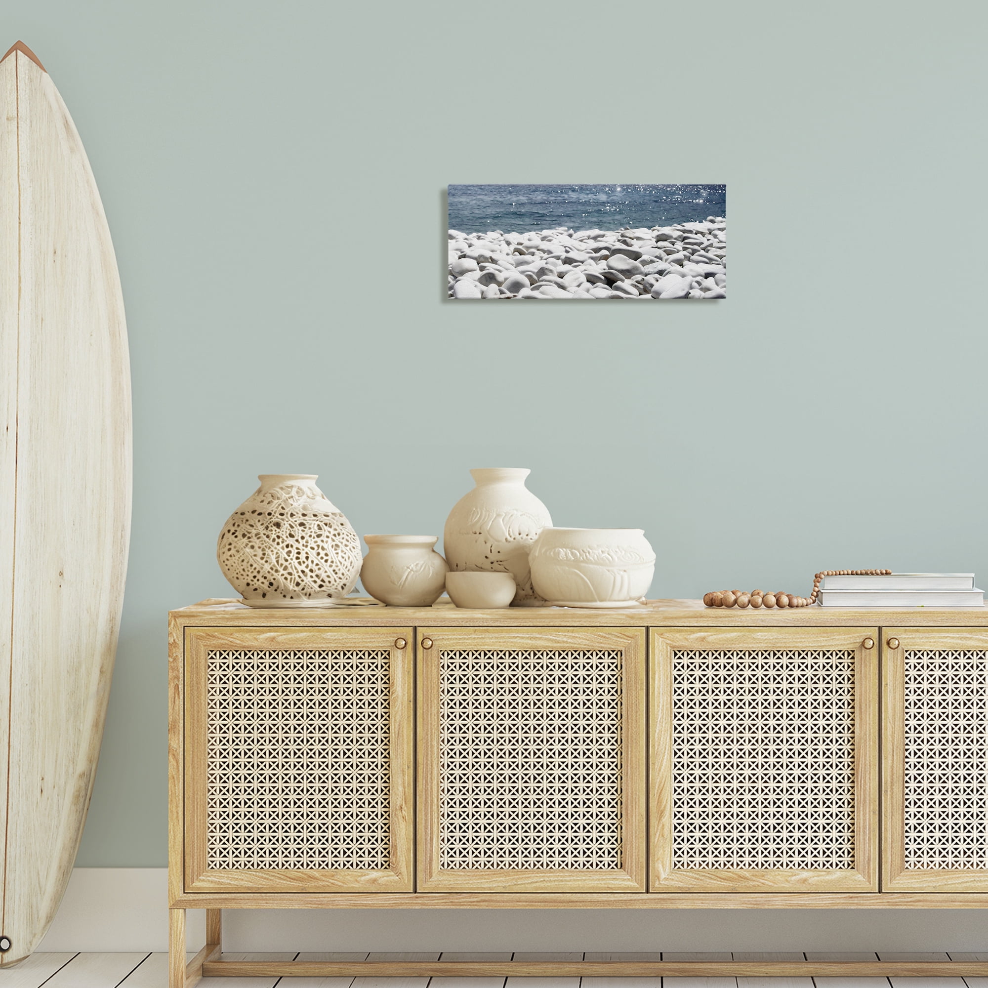 Stupell Industries Greek Pebbles Shore Landscape & Nature Photography Wrapped Canvas Art Print Wall Art, 24 x 10
