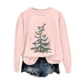 thumbnail image 4 of Kaprioy Sweatshirts for Women Snow Tree Prints Fall Fashion Clothing Long Sleeve Shirt Christmas Gift Pullover Tops Pink, M, 4 of 6