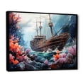 thumbnail image 2 of Designart "Pirate Ship As An Underwater Memory II" Coastal Coral Under Water Floater Framed Canvas Art Print, 2 of 5