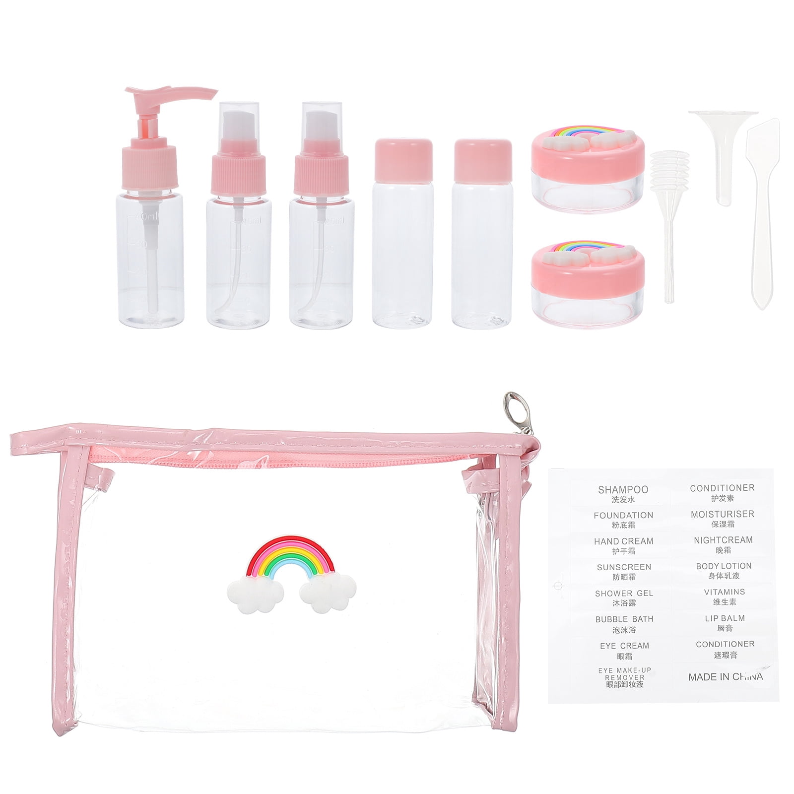 ROMANSENTIAL Durable Travel Bottle Kit Pink PP Material for Gym and Hotel Use