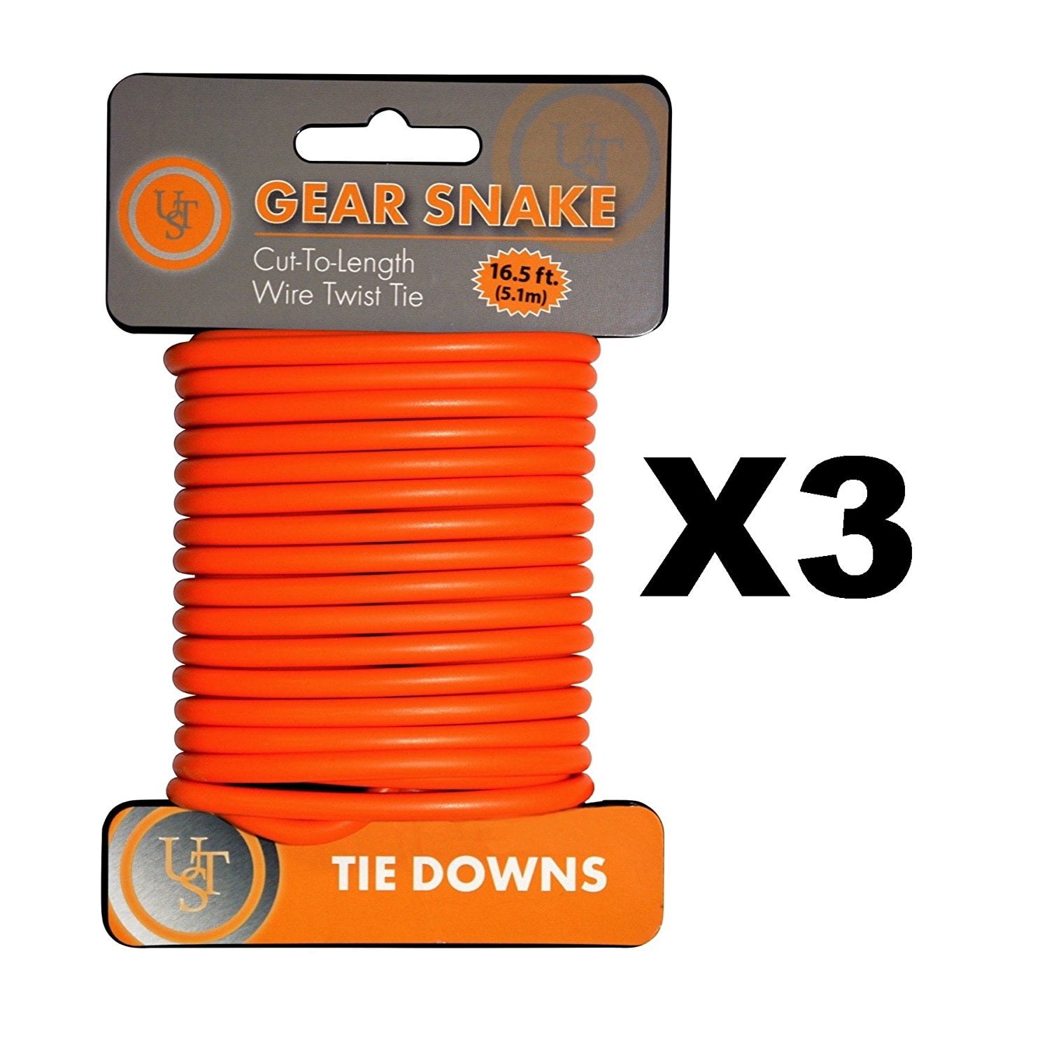 Ultimate Survival Technologies Gear Snake Orange Bendable Wire Tie-Down 2-Pack 
