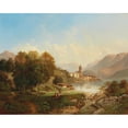thumbnail image 2 of Franz Barbarini 14x12 Black Ornate Wood Framed Double Matted Museum Art Print Titled: View of St. Wolfgang Am Wolfgangsee, 2 of 5