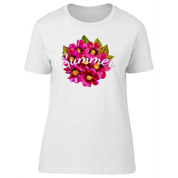Summer, Hot Pink Flowers, Cute T-Shirt Women -Image by Shutterstock, Female x-Large
