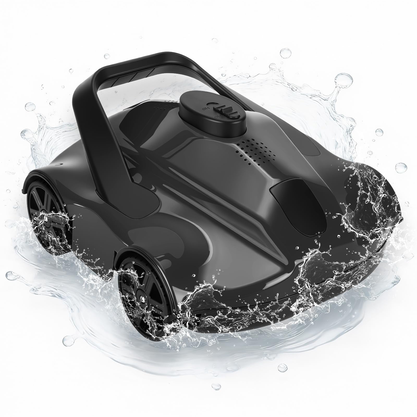 Automatic Robotic Pool Vacuum, Electric Pool Cleaning Robot with Remote Control, Debris Removal System, Black