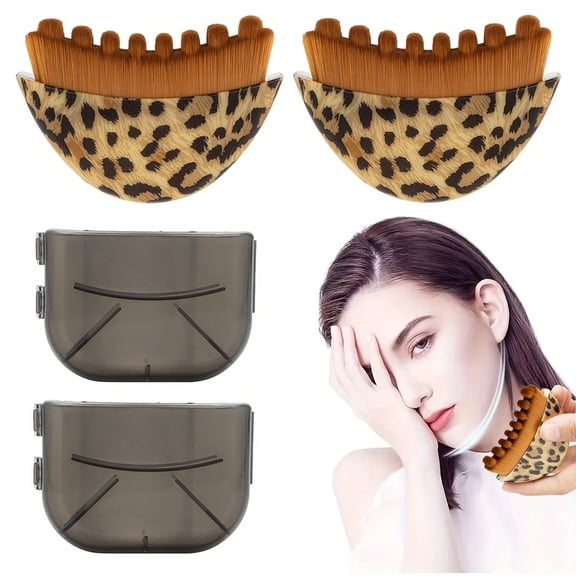 Lymphatic Contour Face Brush, Soft Bristle Facial Massage Brush for Jawline, Facial Massager & Puffiness Reduction 2PCS