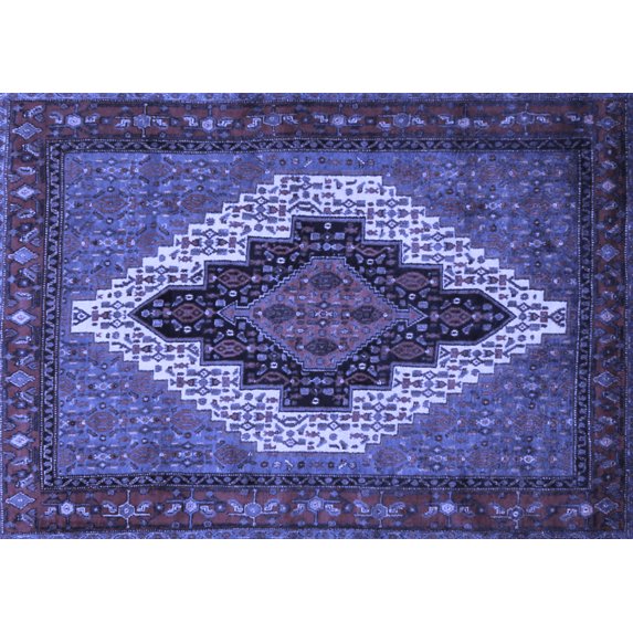 Ahgly Company Machine Washable Indoor Rectangle Persian Blue Traditional Area Rugs, 5' x 7'