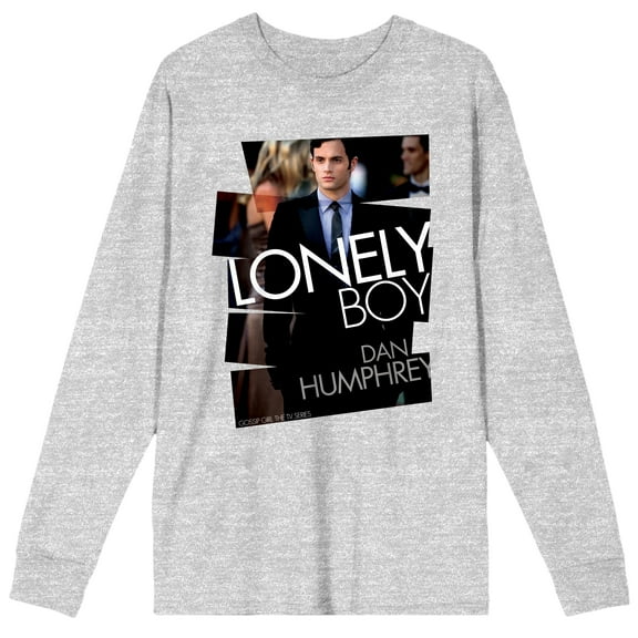 Gossip Girl Lonely Boy Dan Humphrey Men's Heather Grey Long Sleeve Tee-Medium