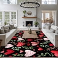 thumbnail image 3 of Valentines Area Rugs 8'x10', Washable Small Throw Rugs for Living Room Patio, Pink Red Love Heart Green Botanical Black Indoor Outdoor Rug Non-Slip Low Pile Carpet Runner Reversible Floor Mats, 3 of 8