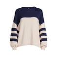 thumbnail image 4 of Dreamers by Debut Womens Striped Long Sleeve Pullover Sweater with Puff Sleeves, 4 of 5